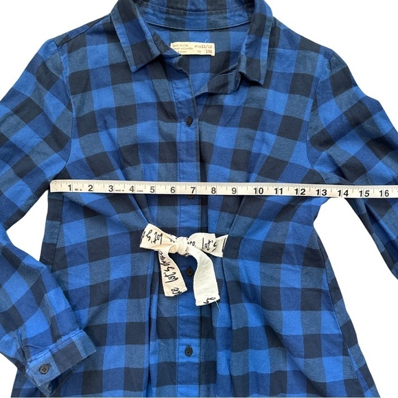 Zara Girls Blue Plaid Shirt Dress 11/12 | Let’s Dance Tie Fall Flannel Look - Picture 7 of 8